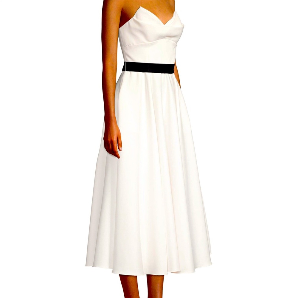 Jay Godfrey White Aline Dress with Black Belt